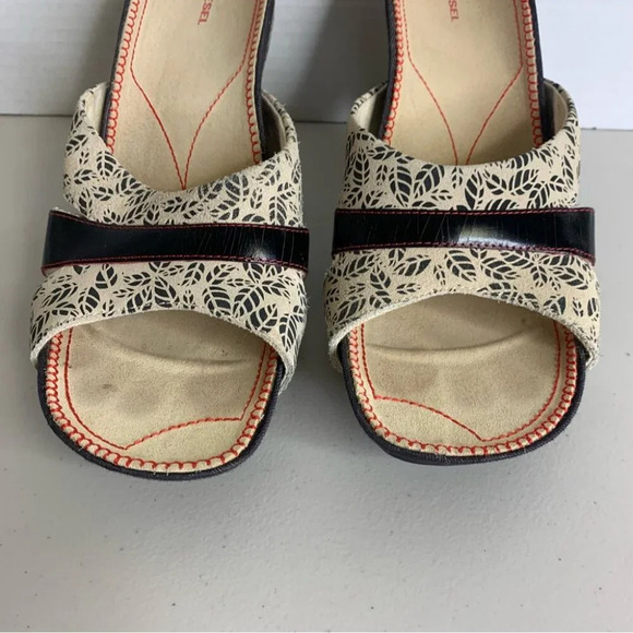 DIESEL y2k Printed Suede Mules Slip On Heeled Sandals Size 8.5/9 (no size tag) - Picture 11 of 12
